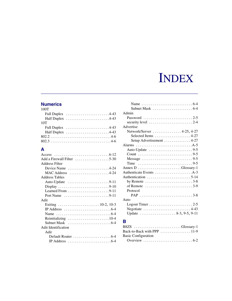 Index, Ndex | Carrier Access 770-0015 AM User Manual | Page 241 / 250