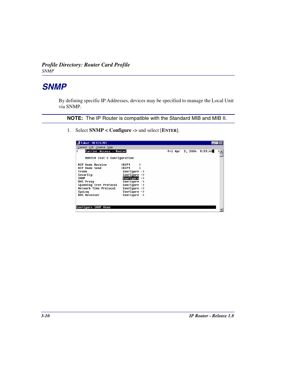 Snmp, Snmp -10 | Carrier Access 770-0015 AM User Manual | Page 40 / 250