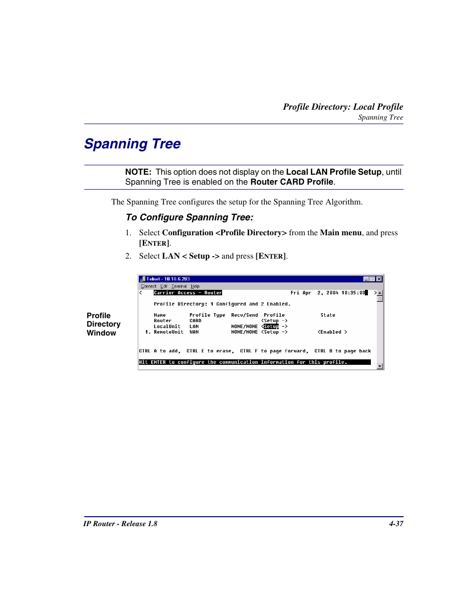 Spanning tree, Spanning tree -37 | Carrier Access 770-0015 AM User Manual | Page 93 / 250