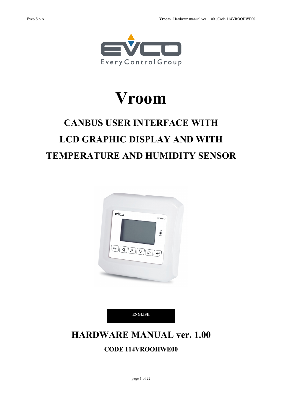 EVCO EPV4RBR Hardware manual User Manual | 22 pages
