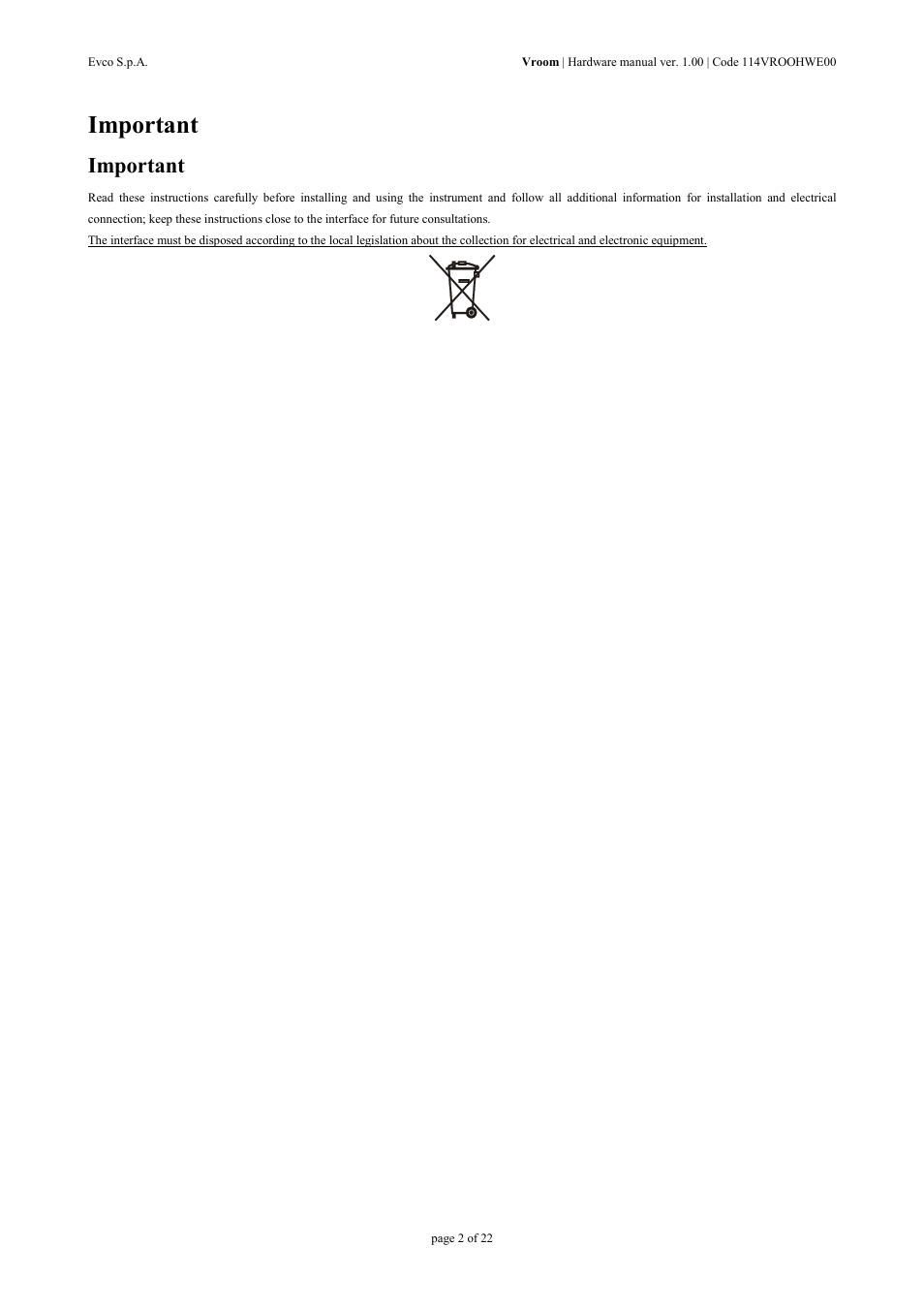 Important | EVCO EPV4RBR Hardware manual User Manual | Page 2 / 22
