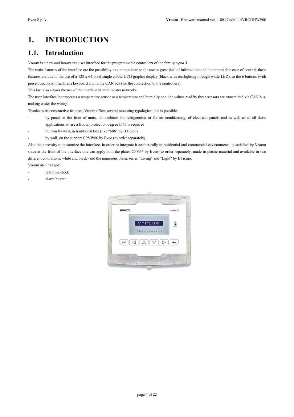 Introduction | EVCO EPV4RBR Hardware manual User Manual | Page 4 / 22