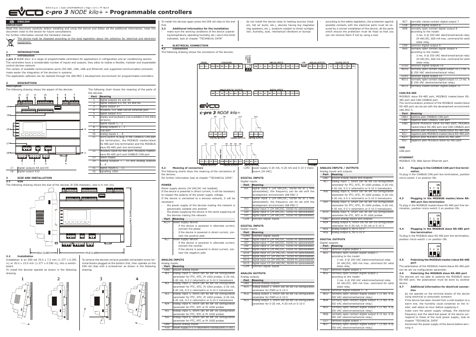 EVCO EPK4BHQ1AH User Manual | 2 pages