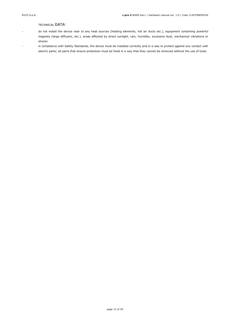 Data | EVCO EPK4BHQ1AH Hardware manual User Manual | Page 13 / 55