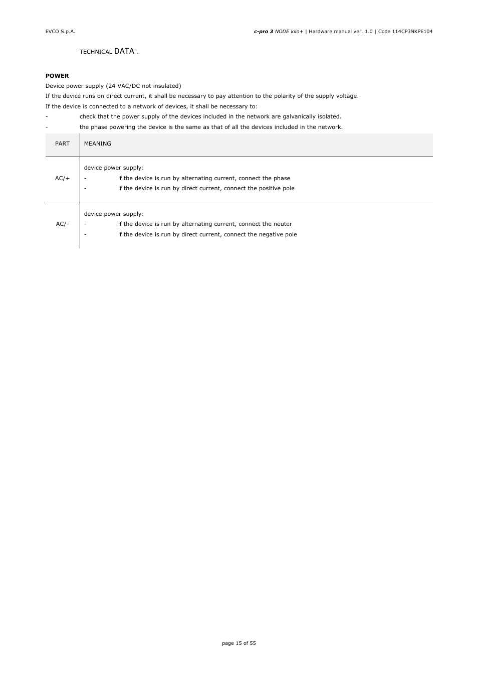 Data | EVCO EPK4BHQ1AH Hardware manual User Manual | Page 15 / 55