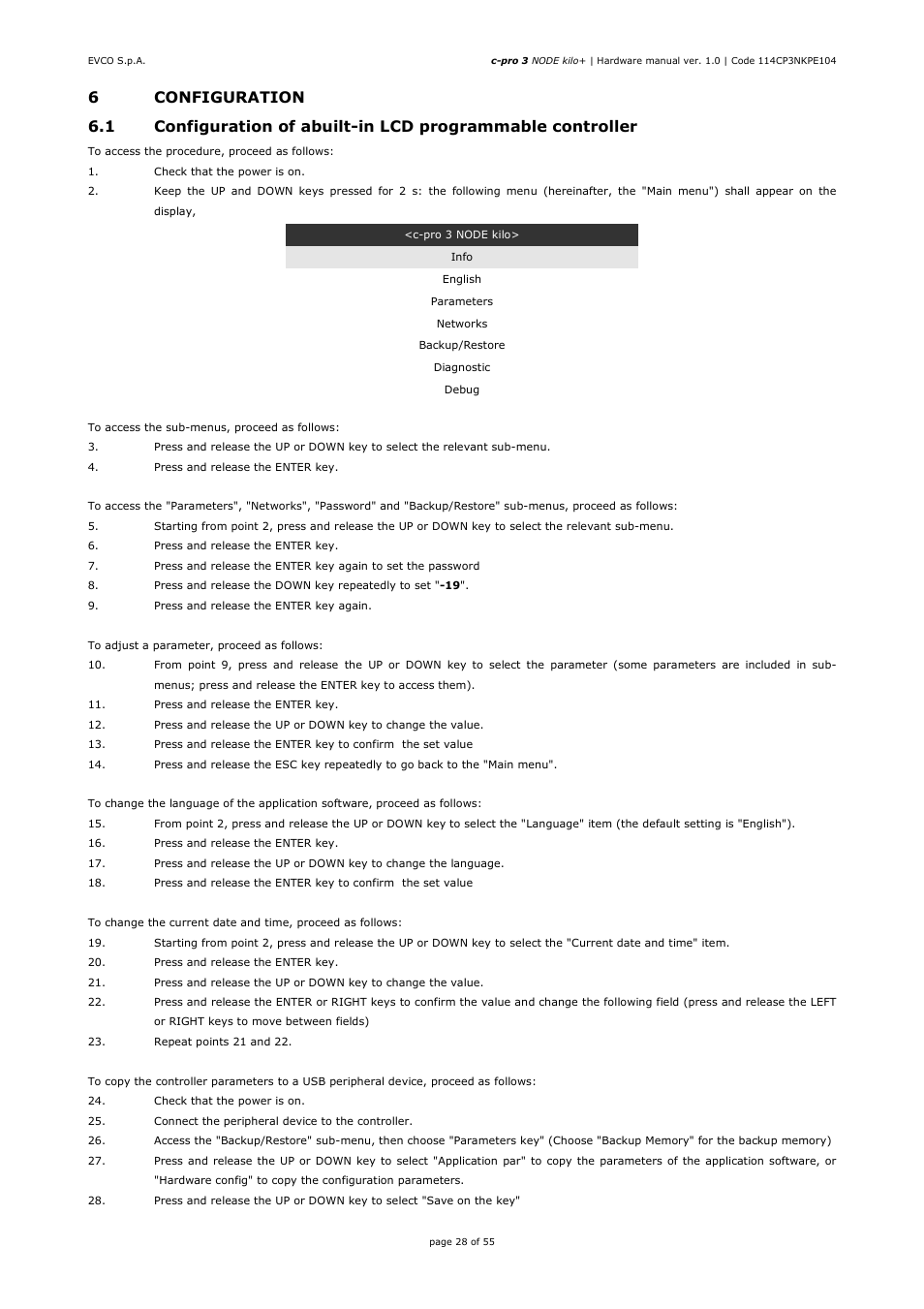 EVCO EPK4BHQ1AH Hardware manual User Manual | Page 28 / 55