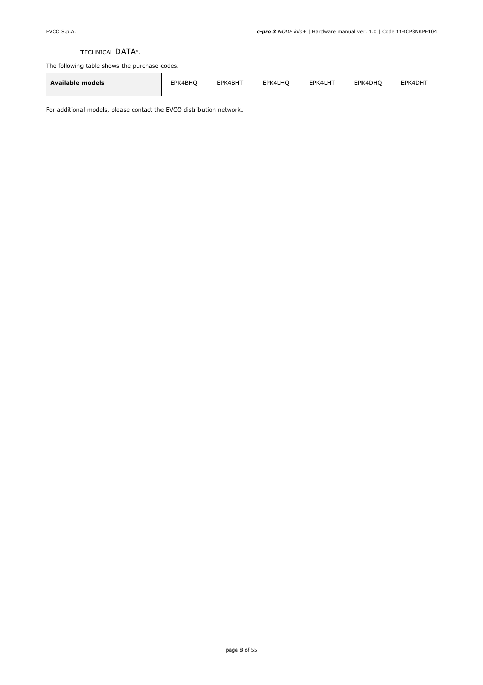 Data | EVCO EPK4BHQ1AH Hardware manual User Manual | Page 8 / 55