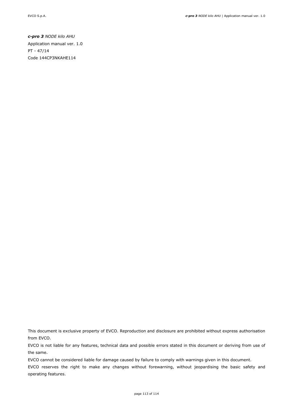 EVCO EPK4BHQ1AH Installer manual User Manual | Page 113 / 114