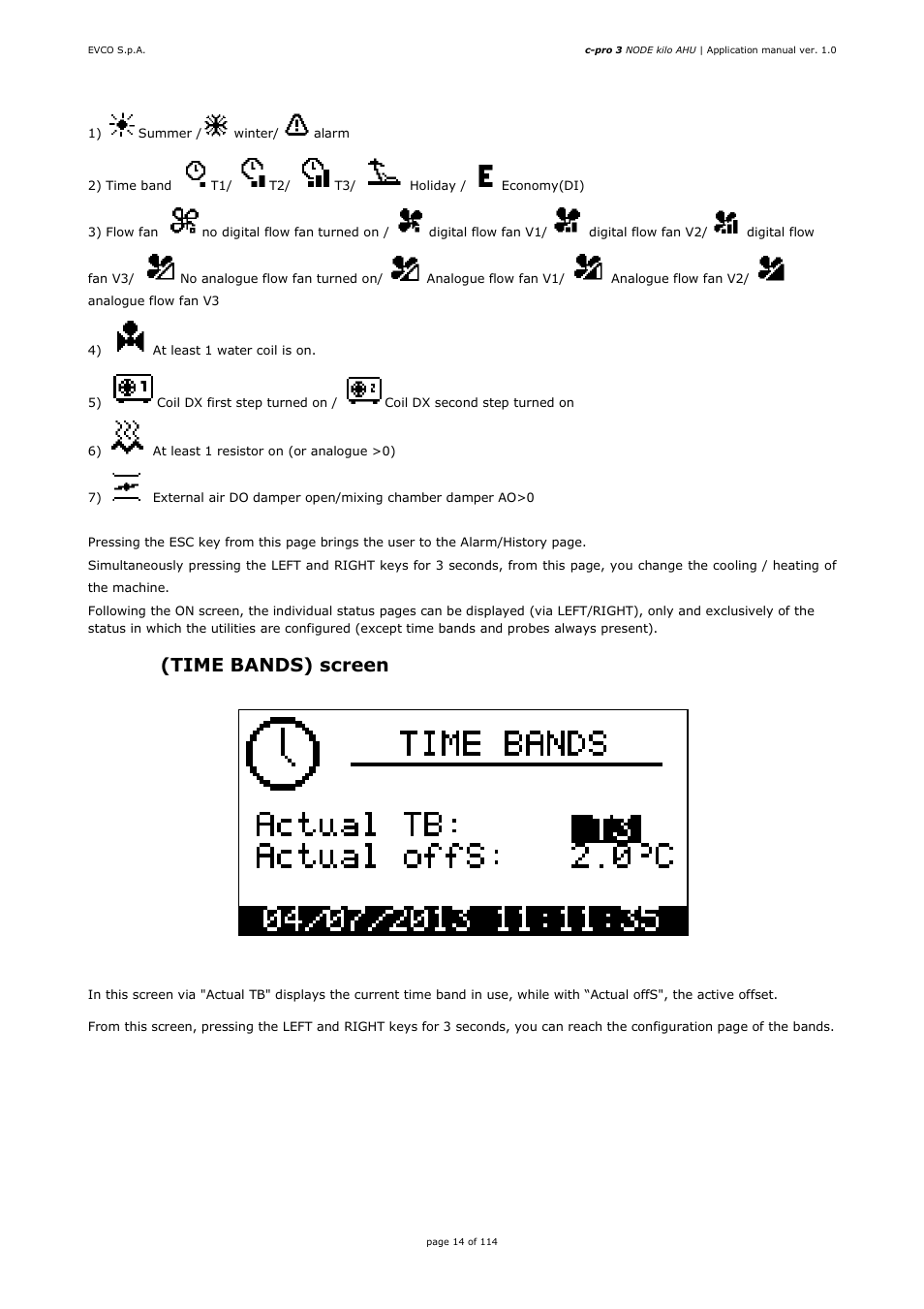 2 (time bands) screen | EVCO EPK4BHQ1AH Installer manual User Manual | Page 14 / 114