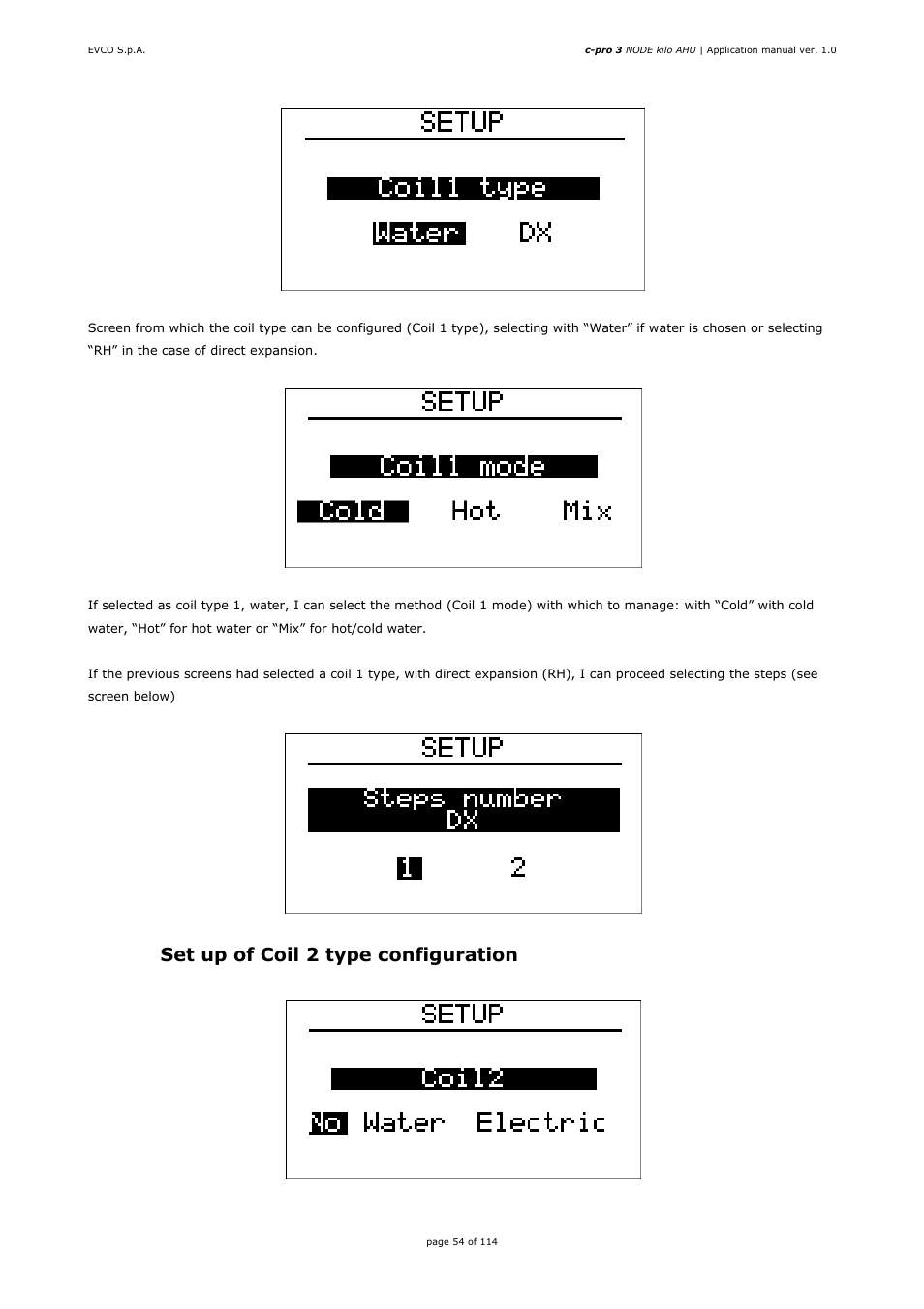 4 set up of coil 2 type configuration | EVCO EPK4BHQ1AH Installer manual User Manual | Page 54 / 114