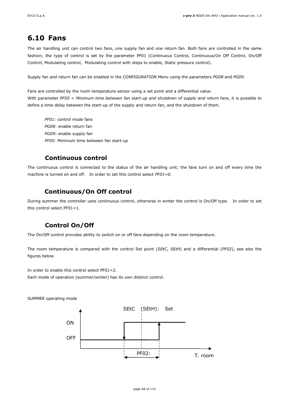 10 fans, 1 continuous control, 2 continuous/on off control | 3 control on/off | EVCO EPK4BHQ1AH Installer manual User Manual | Page 68 / 114