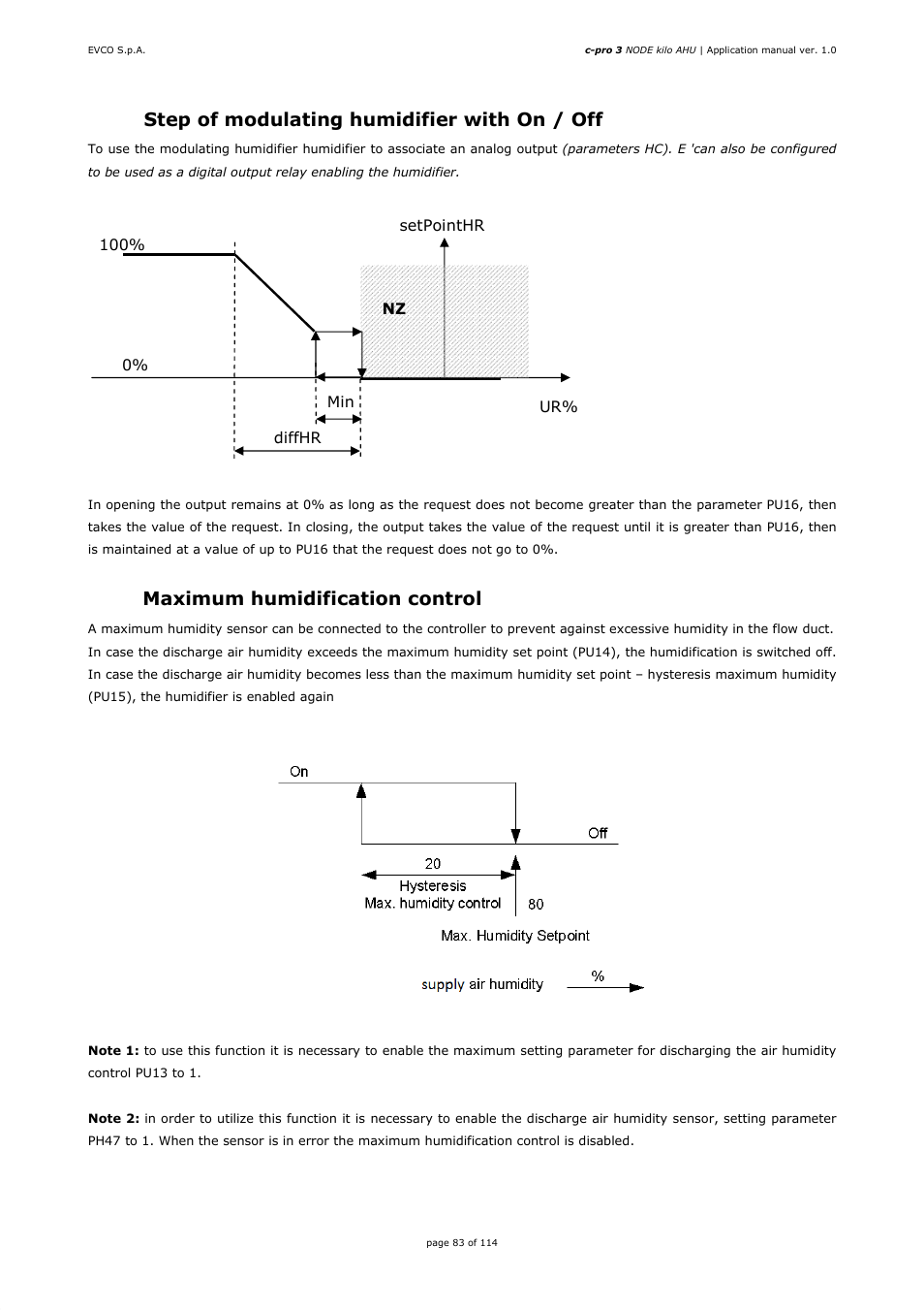 3 step of modulating humidifier with on / off, 4 maximum humidification control | EVCO EPK4BHQ1AH Installer manual User Manual | Page 83 / 114