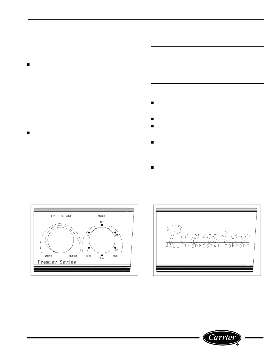 Operating controls, Operating modes | Carrier Access 52C User Manual | Page 9 / 16