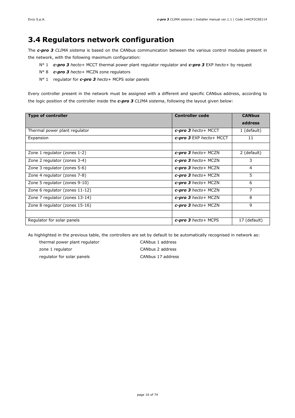 4 regulators network configuration | EVCO EPH4DXP1CT Installer manual User Manual | Page 16 / 74