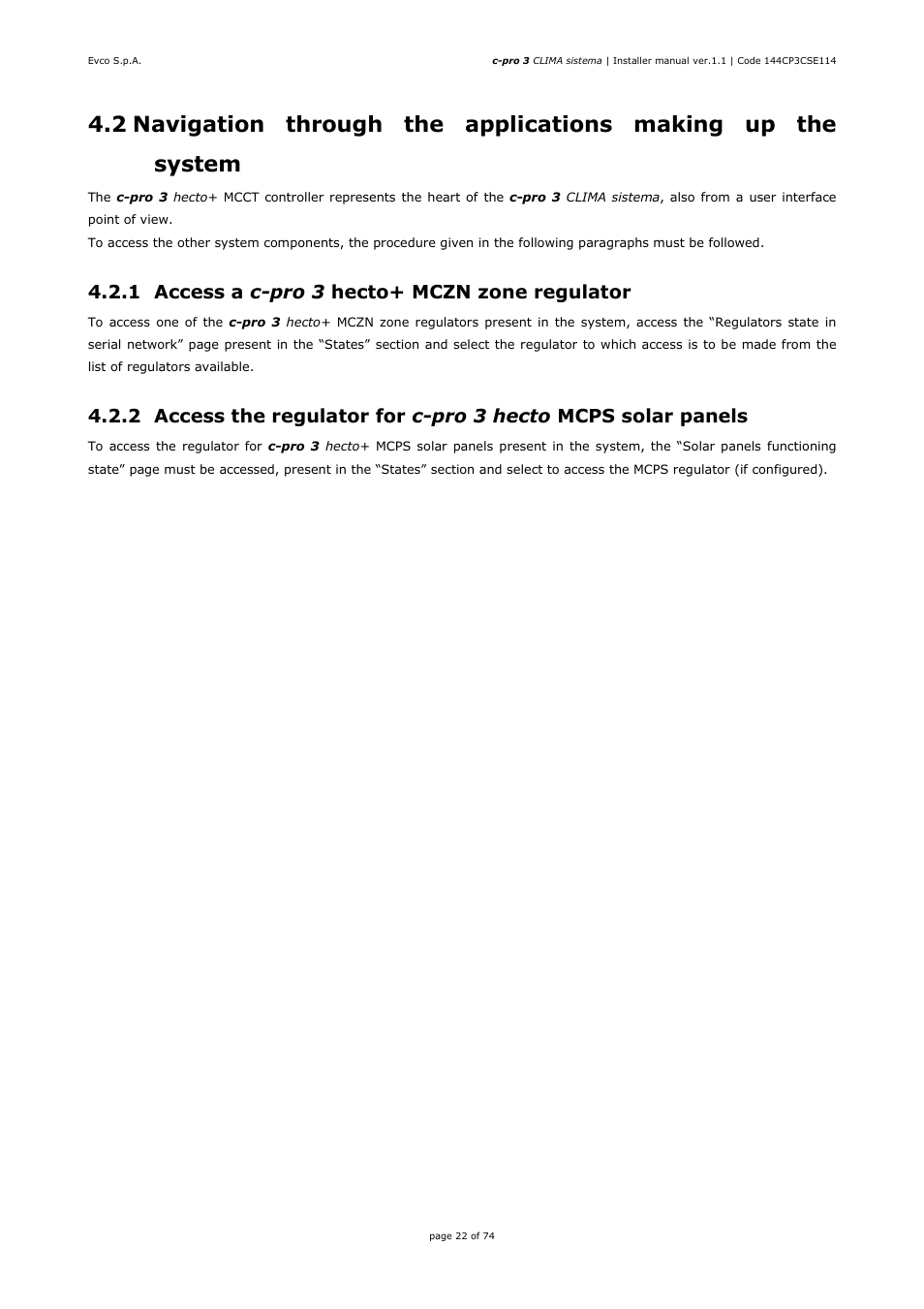 1 access a c-pro 3 hecto+ mczn zone regulator | EVCO EPH4DXP1CT Installer manual User Manual | Page 22 / 74