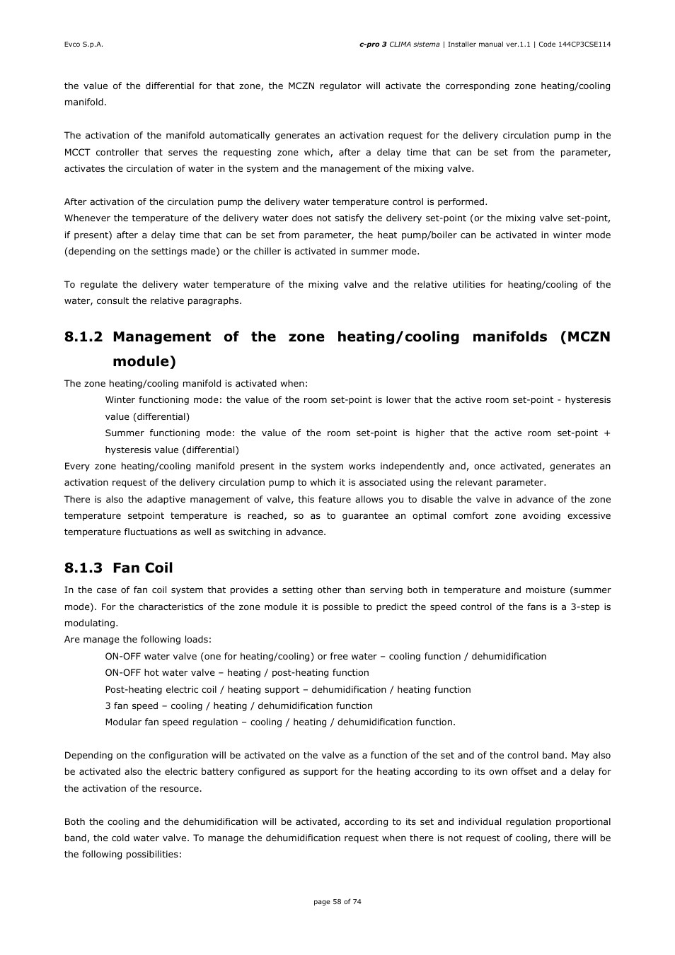 3 fan coil | EVCO EPH4DXP1CT Installer manual User Manual | Page 58 / 74
