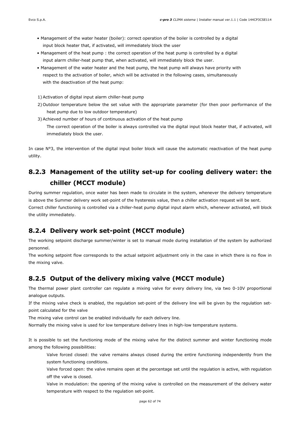 4 delivery work set-point (mcct module) | EVCO EPH4DXP1CT Installer manual User Manual | Page 62 / 74