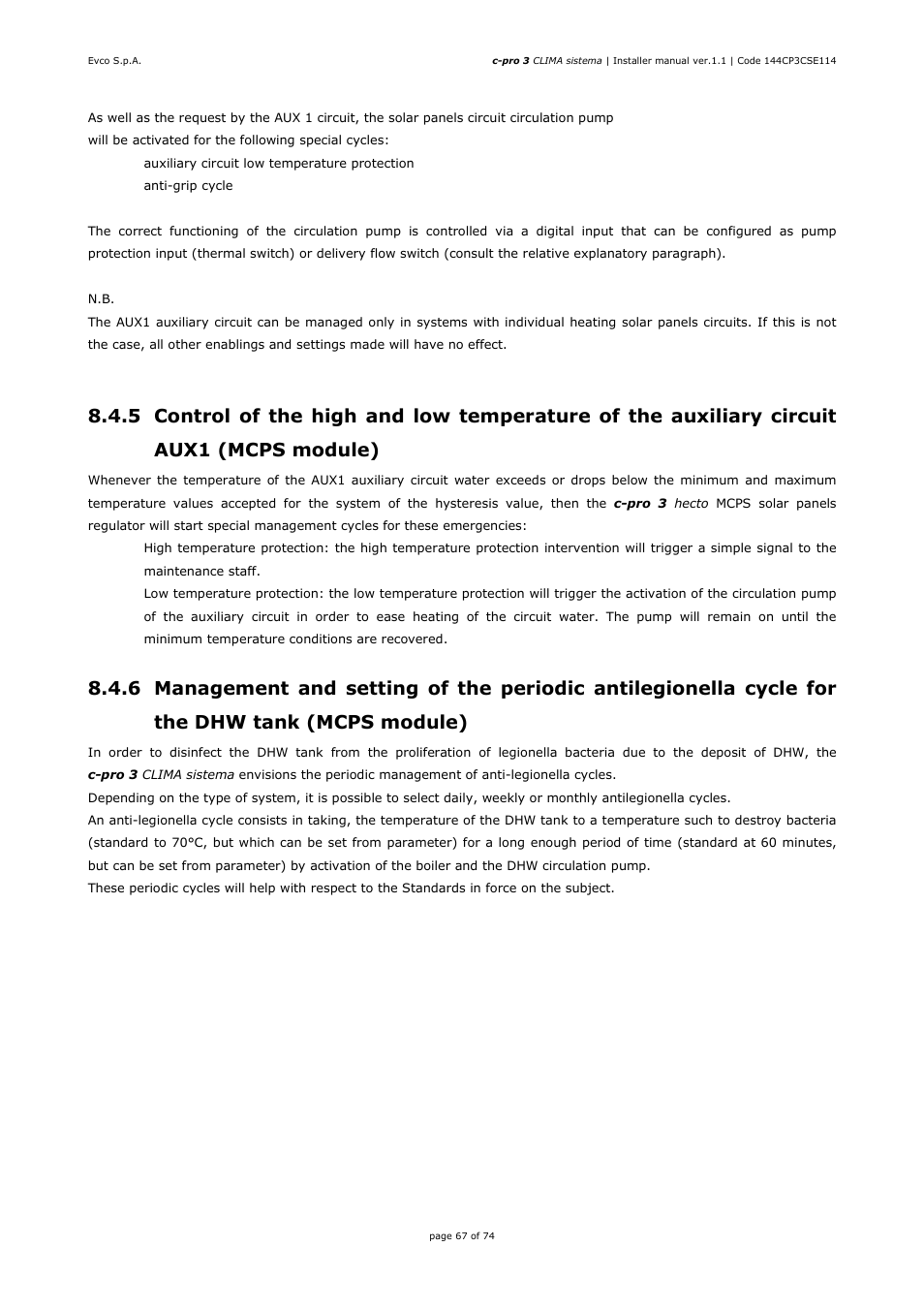 EVCO EPH4DXP1CT Installer manual User Manual | Page 67 / 74