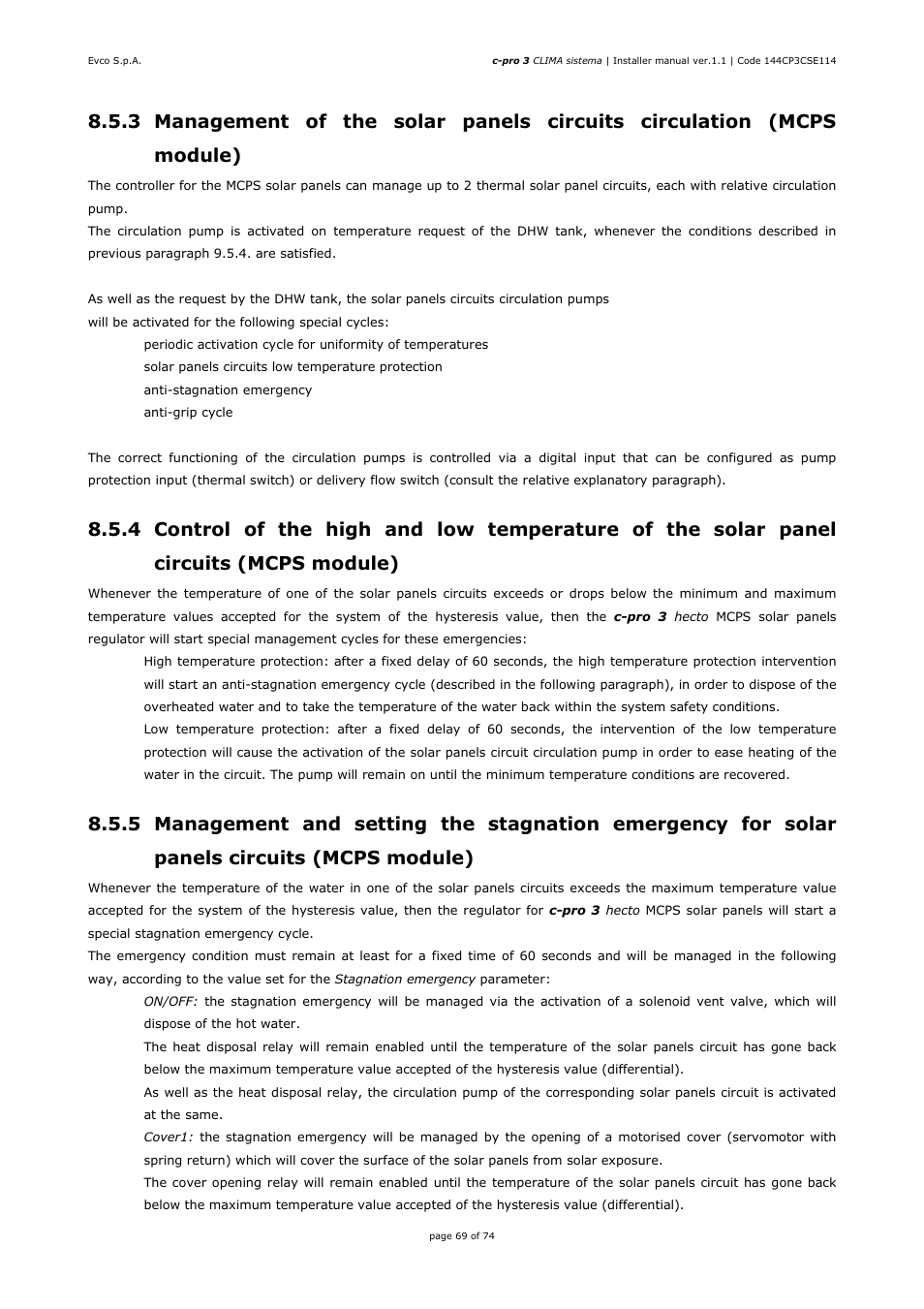 EVCO EPH4DXP1CT Installer manual User Manual | Page 69 / 74