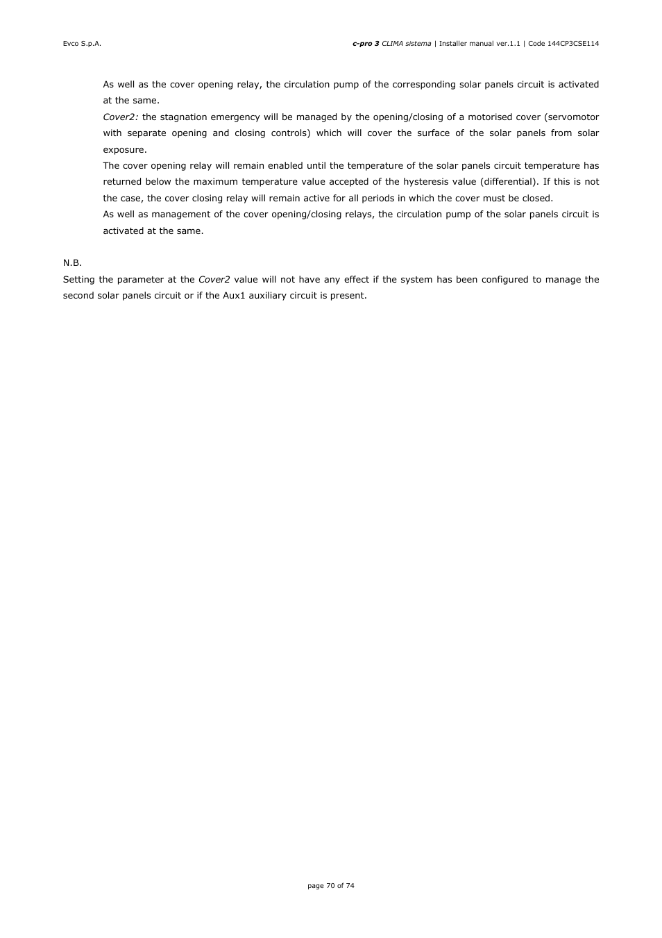 EVCO EPH4DXP1CT Installer manual User Manual | Page 70 / 74