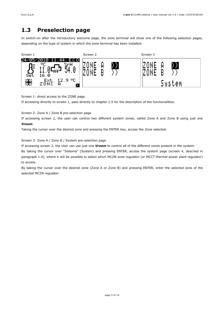 3 preselection page | EVCO EPH4DXP1CT User manual User Manual | Page 5 / 14