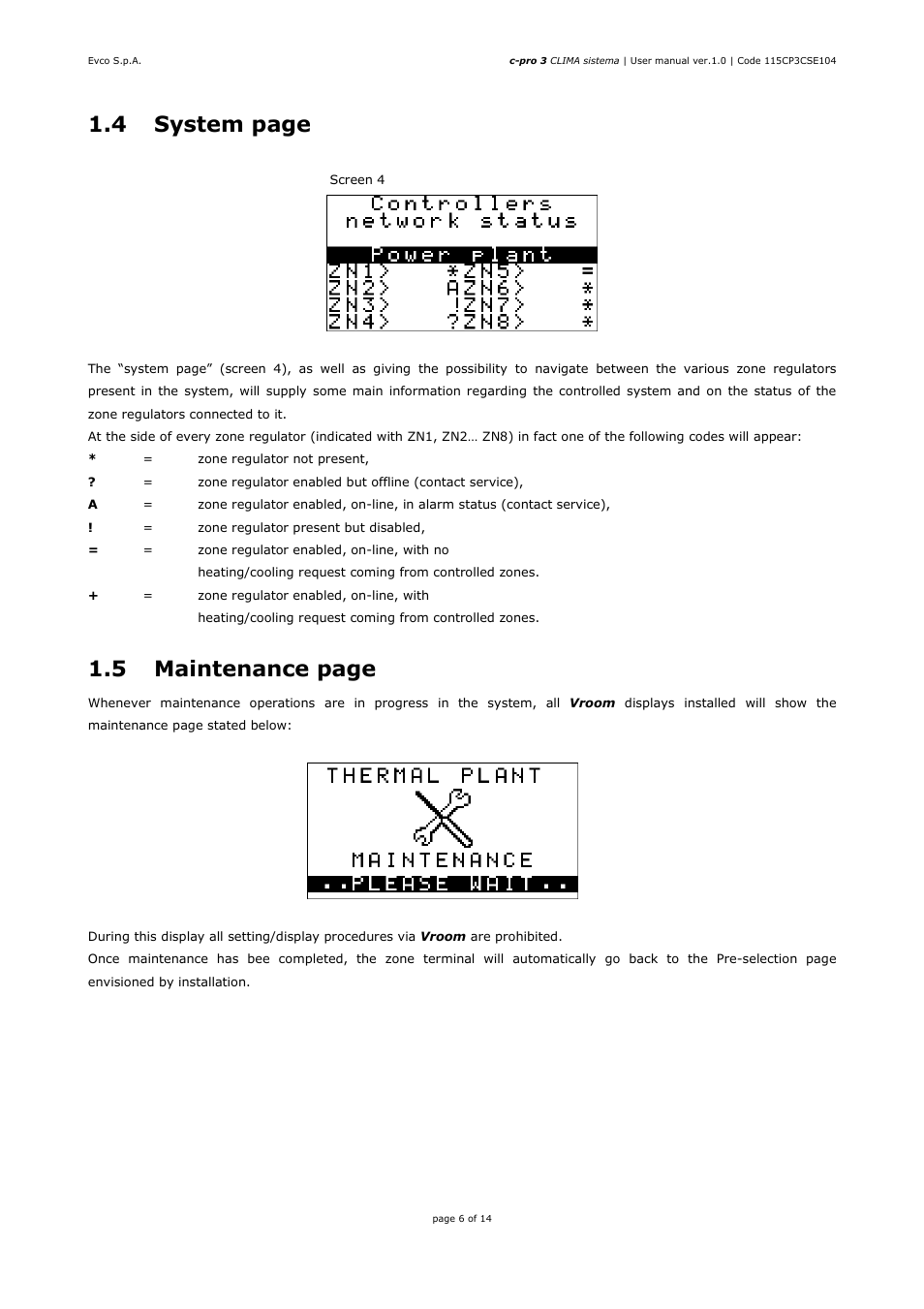 4 system page, 5 maintenance page | EVCO EPH4DXP1CT User manual User Manual | Page 6 / 14