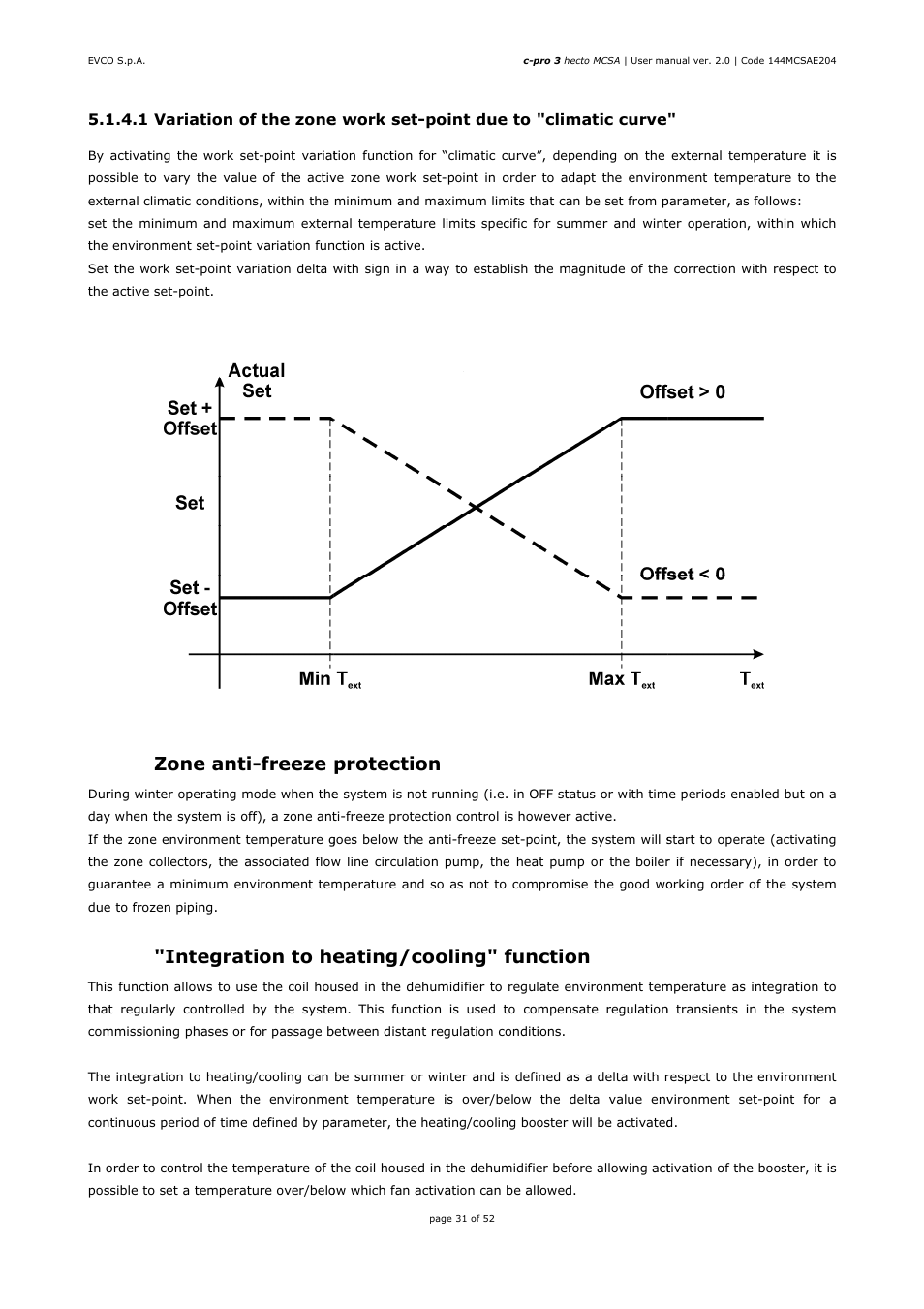 5 zone anti-freeze protection, 6 "integration to heating/cooling" function, Freeze protection | Integration to heating/cooling" function | EVCO EPH4DXP1SA User Manual | Page 31 / 52