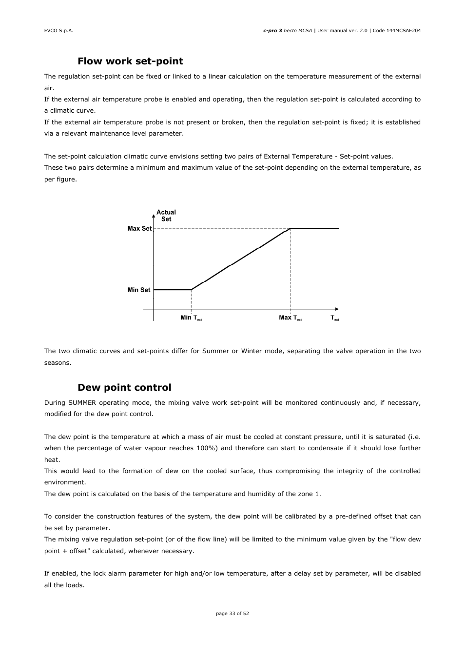 4 flow work set-point, 5 dew point control, Point | Dew point control | EVCO EPH4DXP1SA User Manual | Page 33 / 52