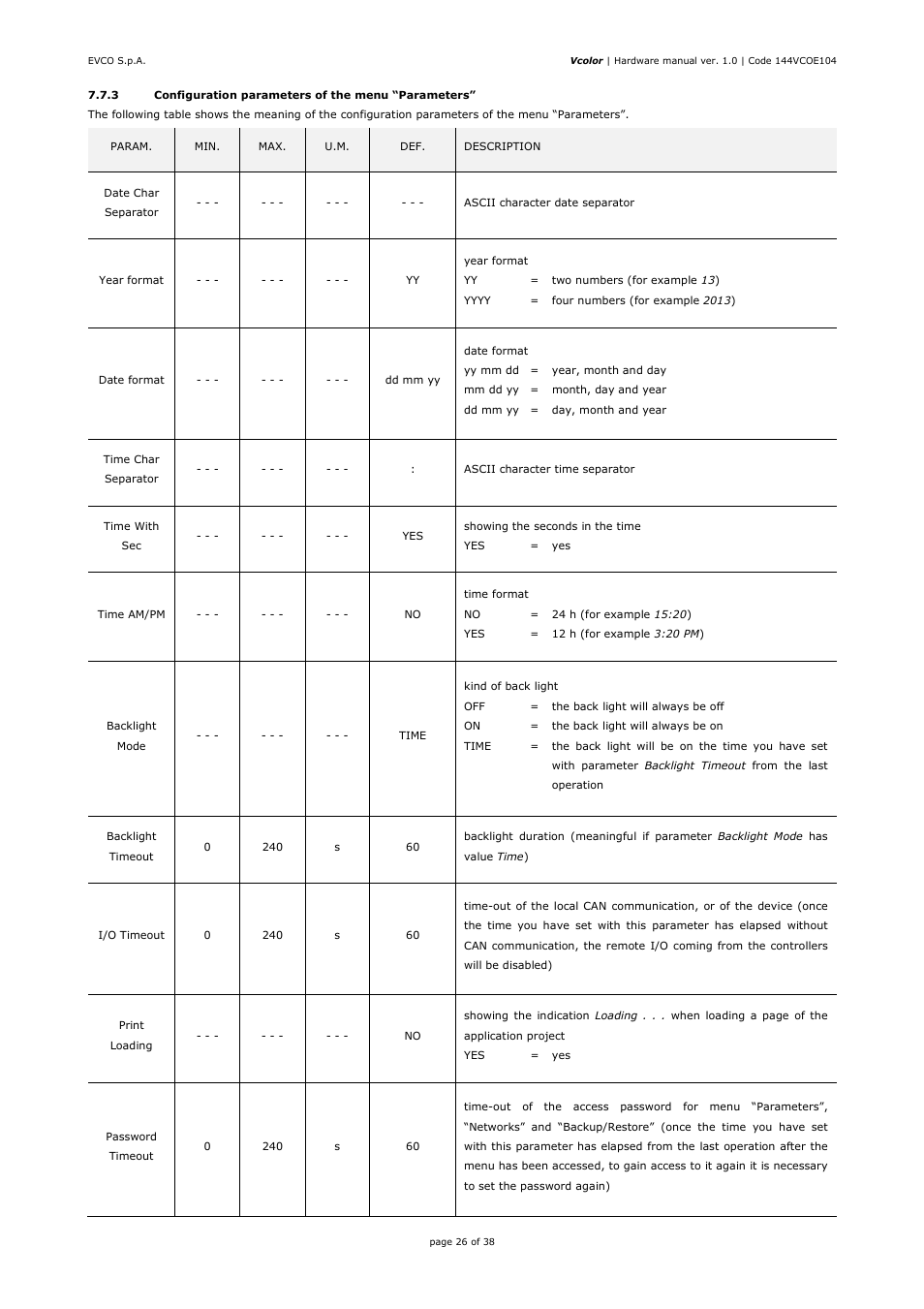 EVCO EPV4CBR Hardware manual User Manual | Page 26 / 38