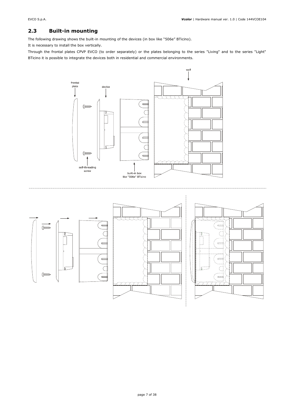 3 built-in mounting | EVCO EPV4CBR Hardware manual User Manual | Page 7 / 38