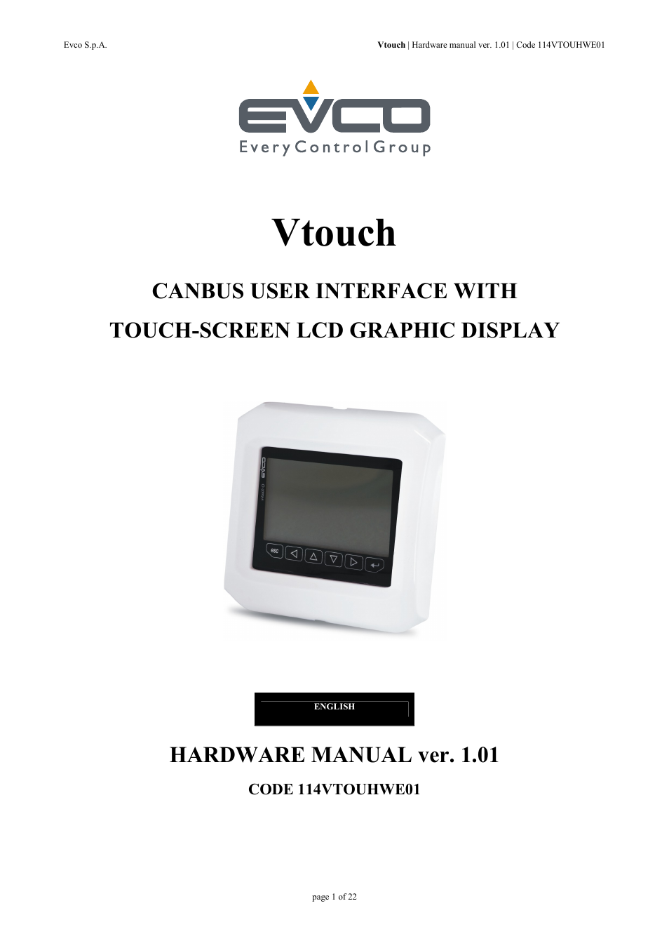 EVCO EPV4TBR Hardware manual User Manual | 22 pages