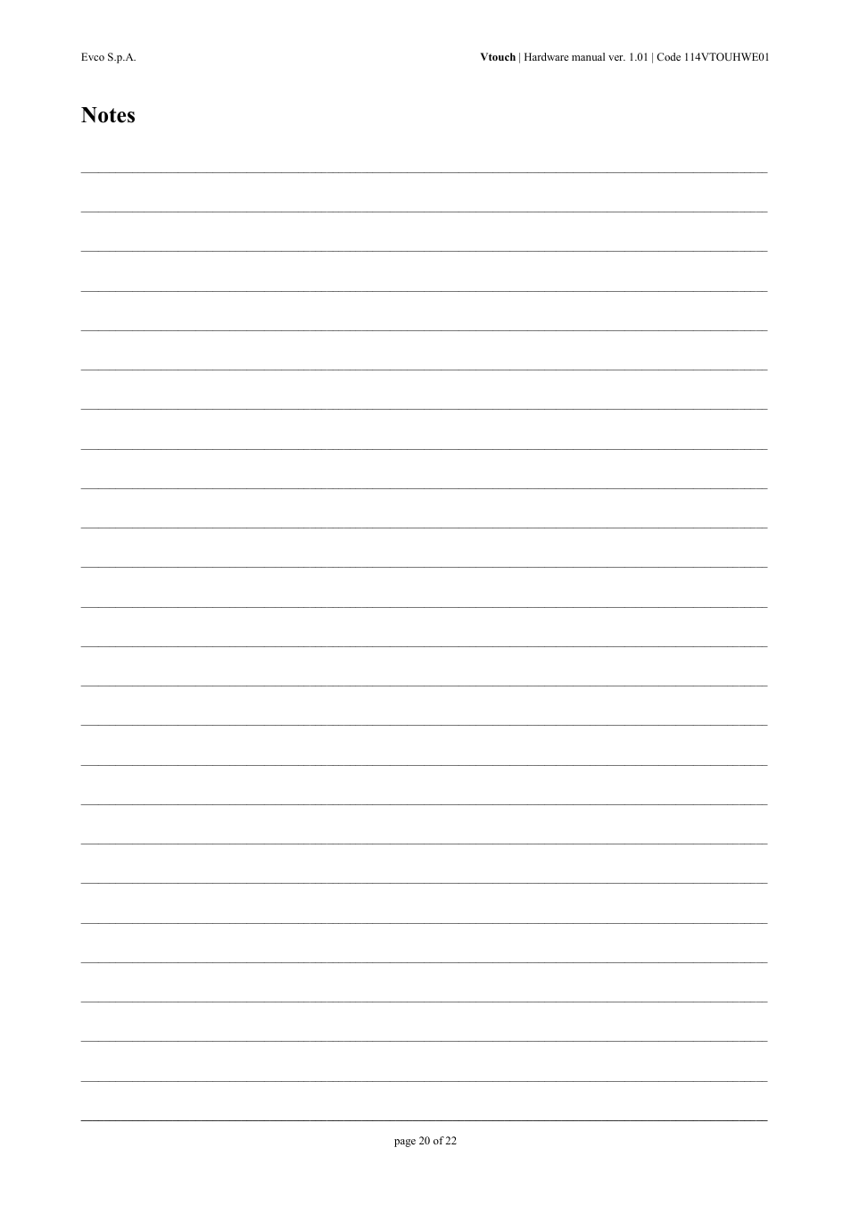 EVCO EPV4TBR Hardware manual User Manual | Page 20 / 22