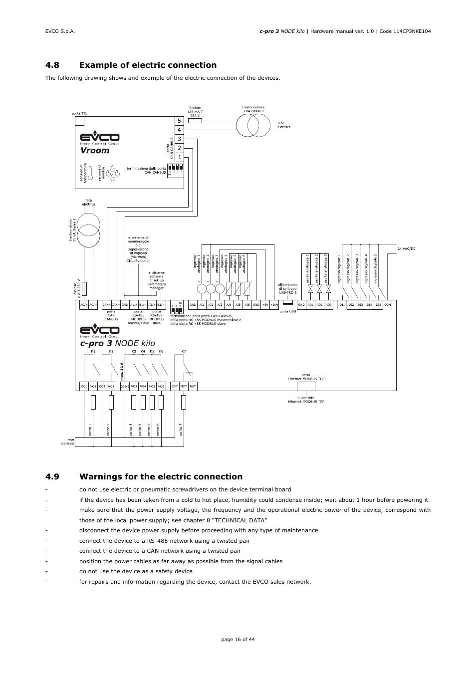 EVCO EPK4LHX Hardware manual User Manual | Page 16 / 44