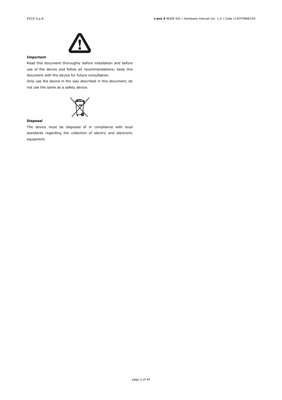EVCO EPK4LHX Hardware manual User Manual | Page 2 / 44