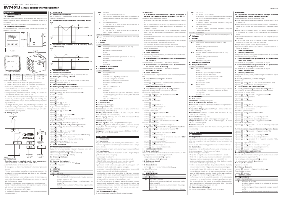 EVCO EV7401J7 User Manual | 2 pages