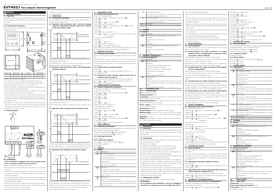 EVCO EV7402J7 User Manual | 2 pages