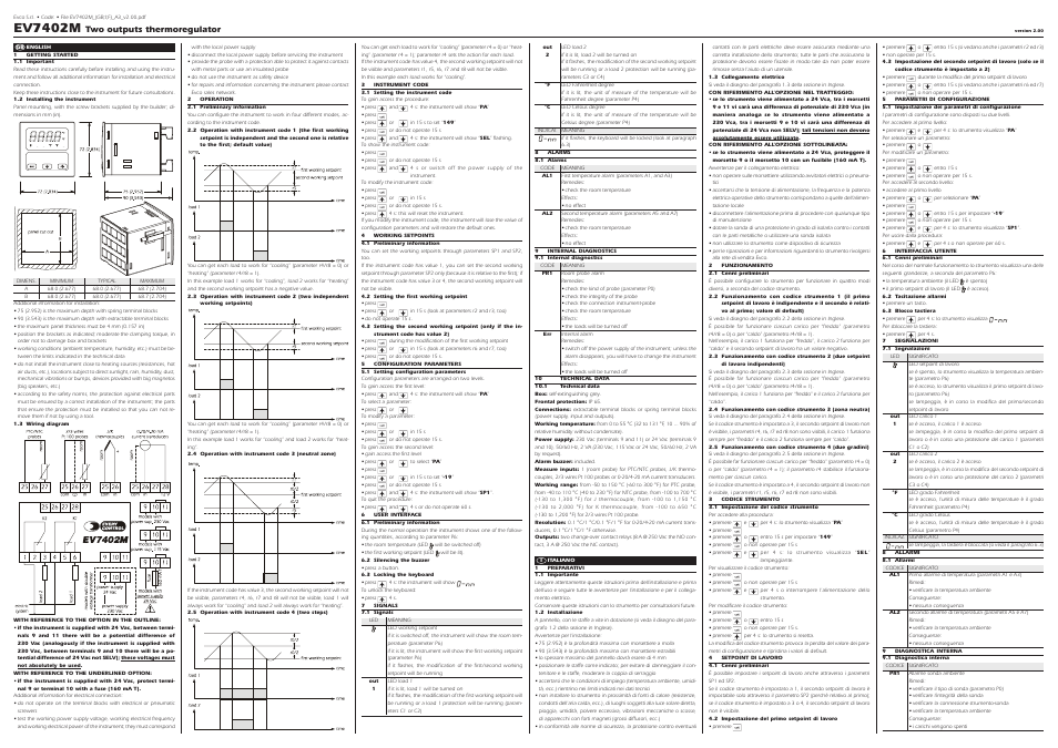 EVCO EV7402M6 User Manual | 2 pages