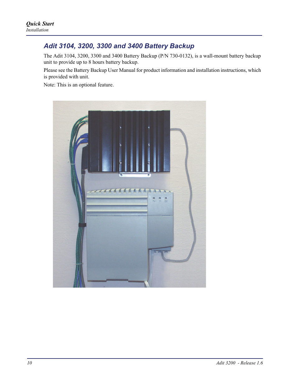 Adit 3104, 3200, 3300 and 3400 battery backup | Carrier Access Adit 3200 User Manual | Page 10 / 28