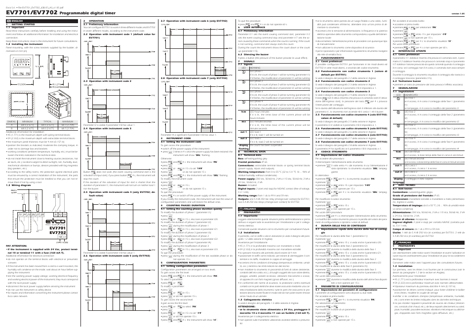 EVCO EV7702D7 User Manual | 2 pages