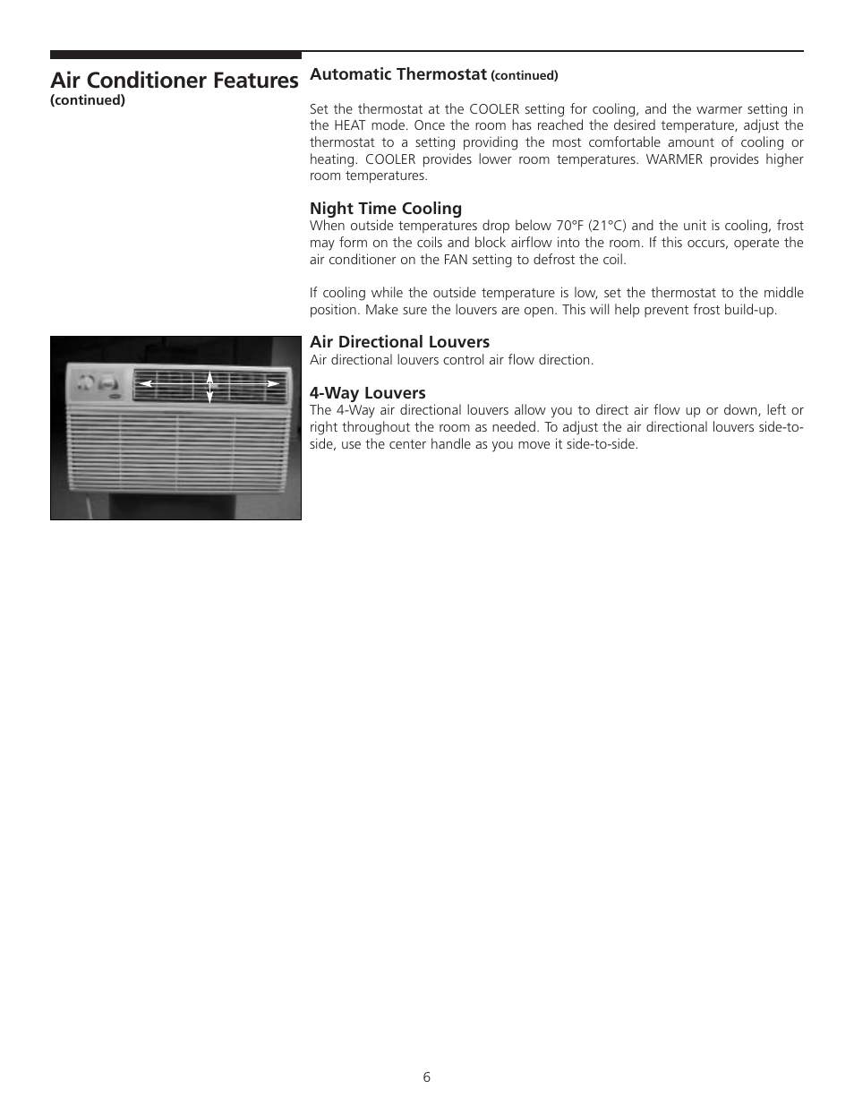 Air conditioner features | Carrier Access 52F Series User Manual | Page 6 / 8