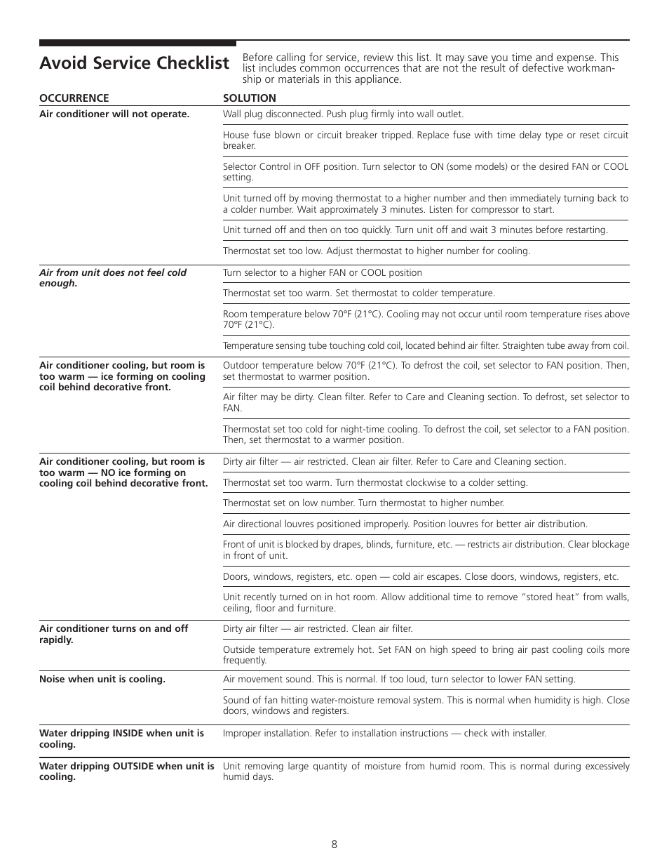 Avoid service checklist | Carrier Access 52F Series User Manual | Page 8 / 8