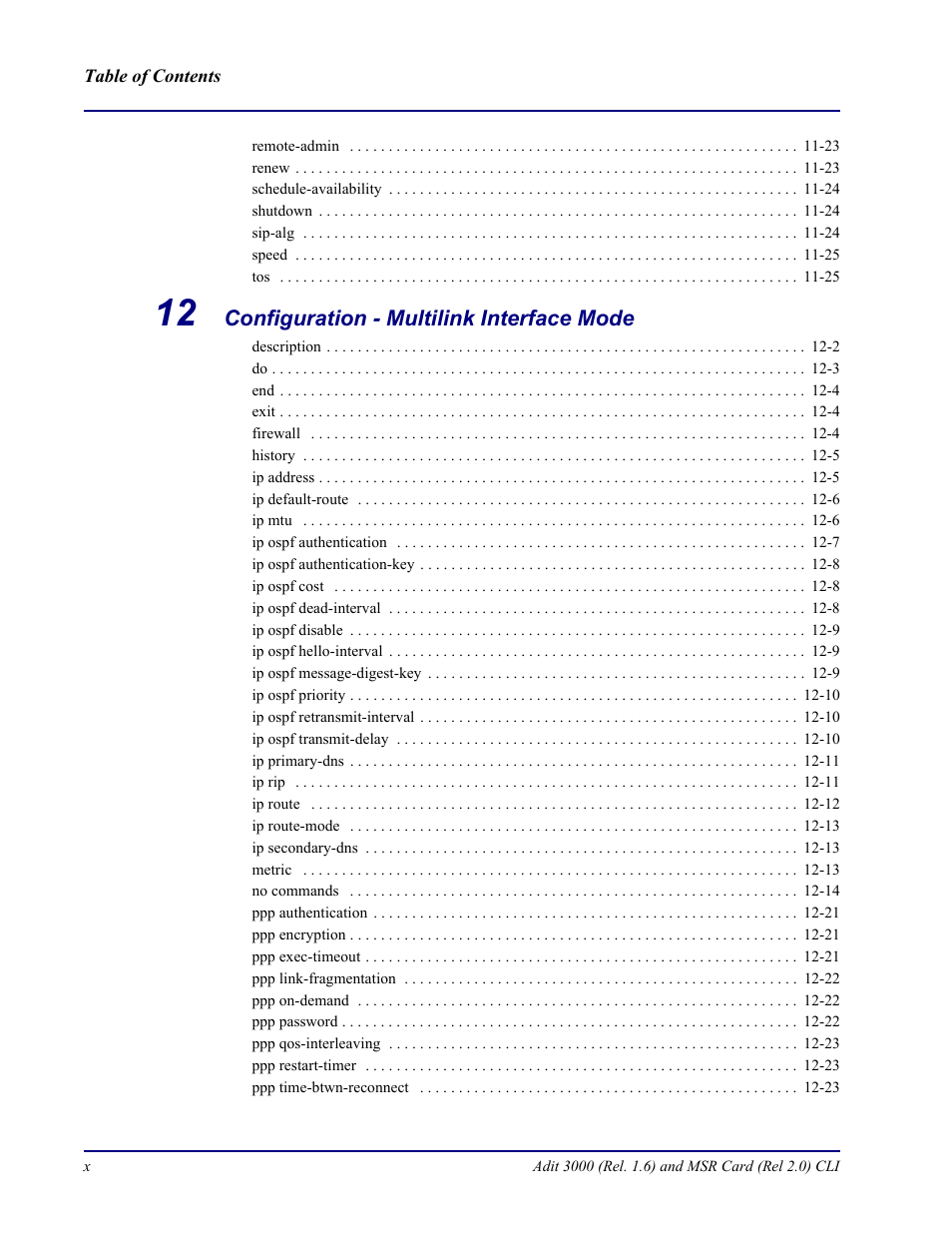 Carrier Access Adit 3000 Series and Multi-Service Router (MSR) Card none User Manual | Page 10 / 496