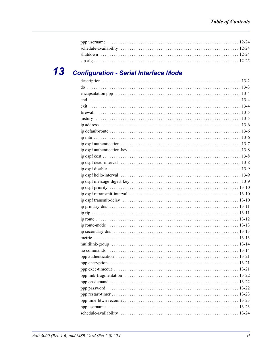 Carrier Access Adit 3000 Series and Multi-Service Router (MSR) Card none User Manual | Page 11 / 496