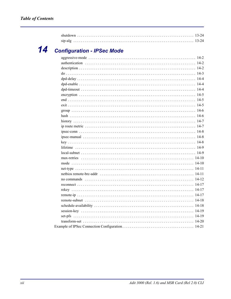 Carrier Access Adit 3000 Series and Multi-Service Router (MSR) Card none User Manual | Page 12 / 496
