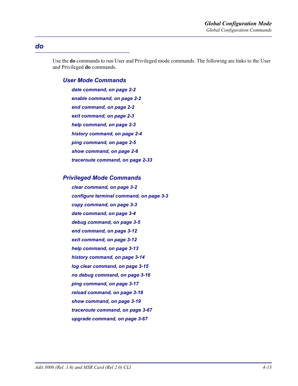 Do -13 | Carrier Access Adit 3000 Series and Multi-Service Router (MSR) Card none User Manual | Page 139 / 496