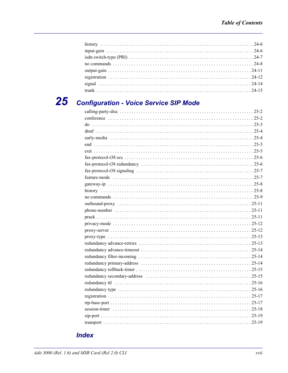 Carrier Access Adit 3000 Series and Multi-Service Router (MSR) Card none User Manual | Page 17 / 496