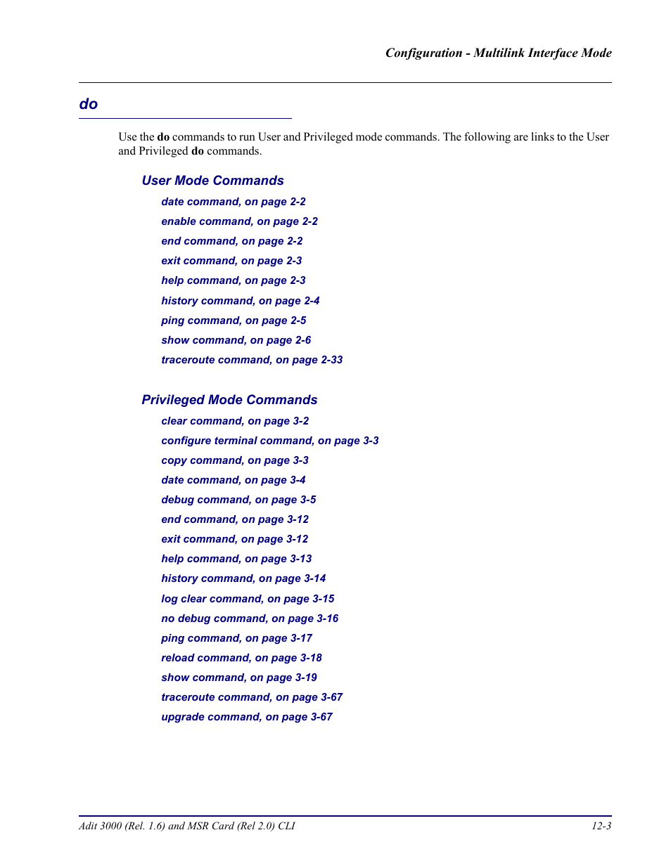 Do -3 | Carrier Access Adit 3000 Series and Multi-Service Router (MSR) Card none User Manual | Page 273 / 496