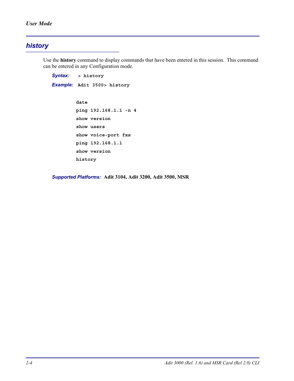 History, History -4 | Carrier Access Adit 3000 Series and Multi-Service Router (MSR) Card none User Manual | Page 28 / 496
