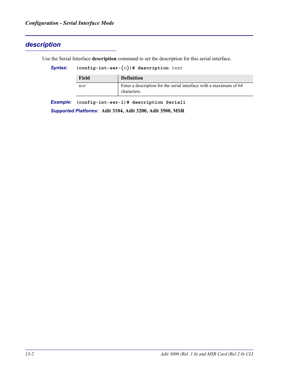 Description, Description -2 | Carrier Access Adit 3000 Series and Multi-Service Router (MSR) Card none User Manual | Page 298 / 496