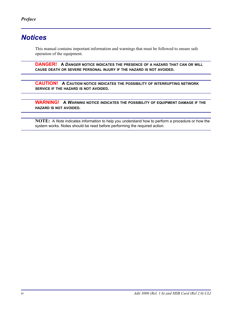 Notices | Carrier Access Adit 3000 Series and Multi-Service Router (MSR) Card none User Manual | Page 4 / 496